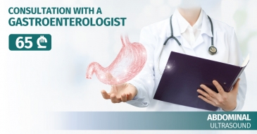 Consultation with a gastroenterologist and abdominal ultrasound 