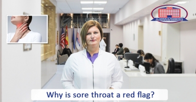 Why is sore throat a red flag and what serious complications does a seemingly minor symptom cause?